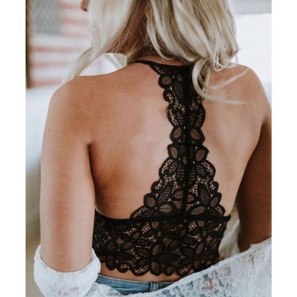 ANNA-Racerback Flowers Lace Bralette - Picture 3 of 4